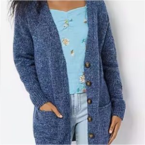 Indigo Blue Button Up Cardigan Sweater
